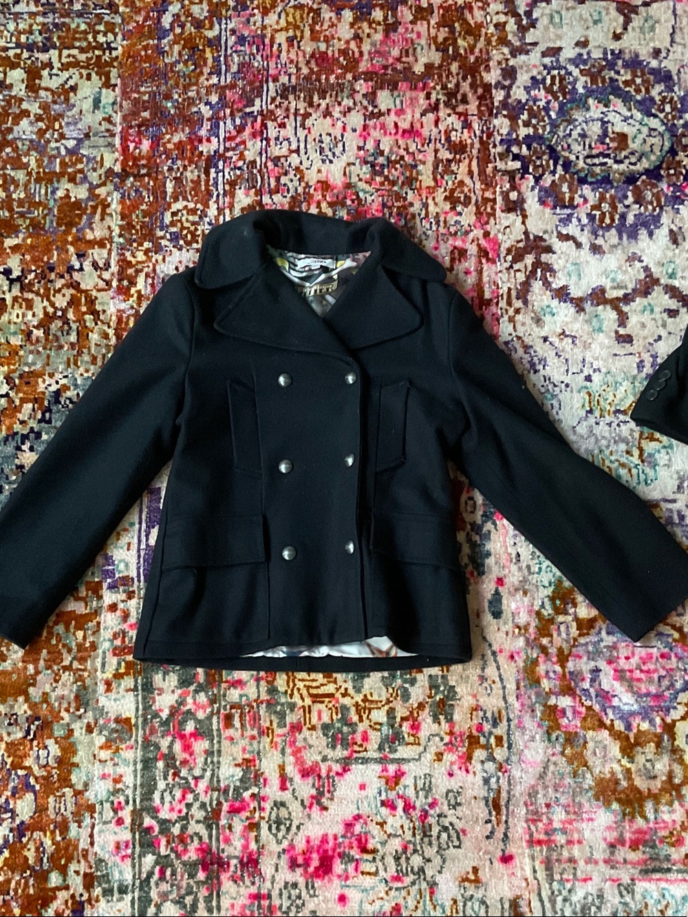 Junior Gaultier Black Double-Breasted Pea Coat